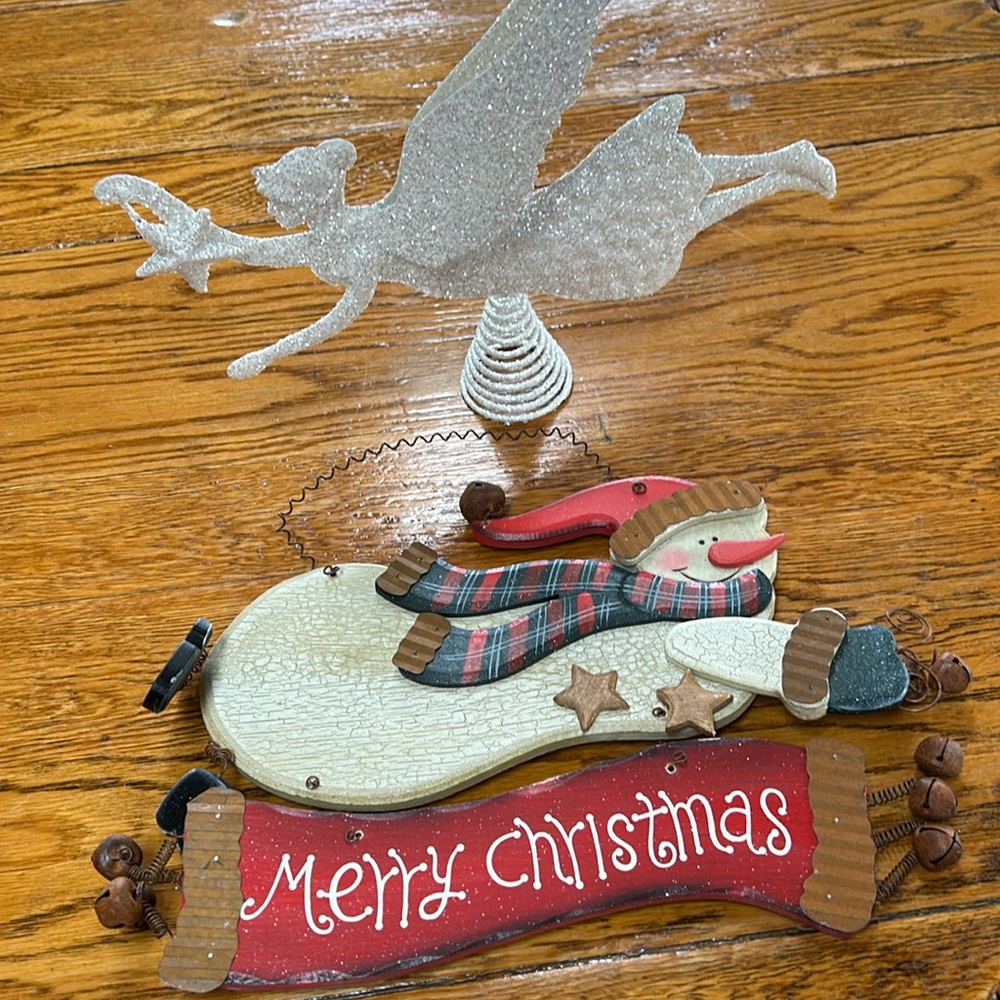 Christmas tree topper and snowman decor. Excellent condition.